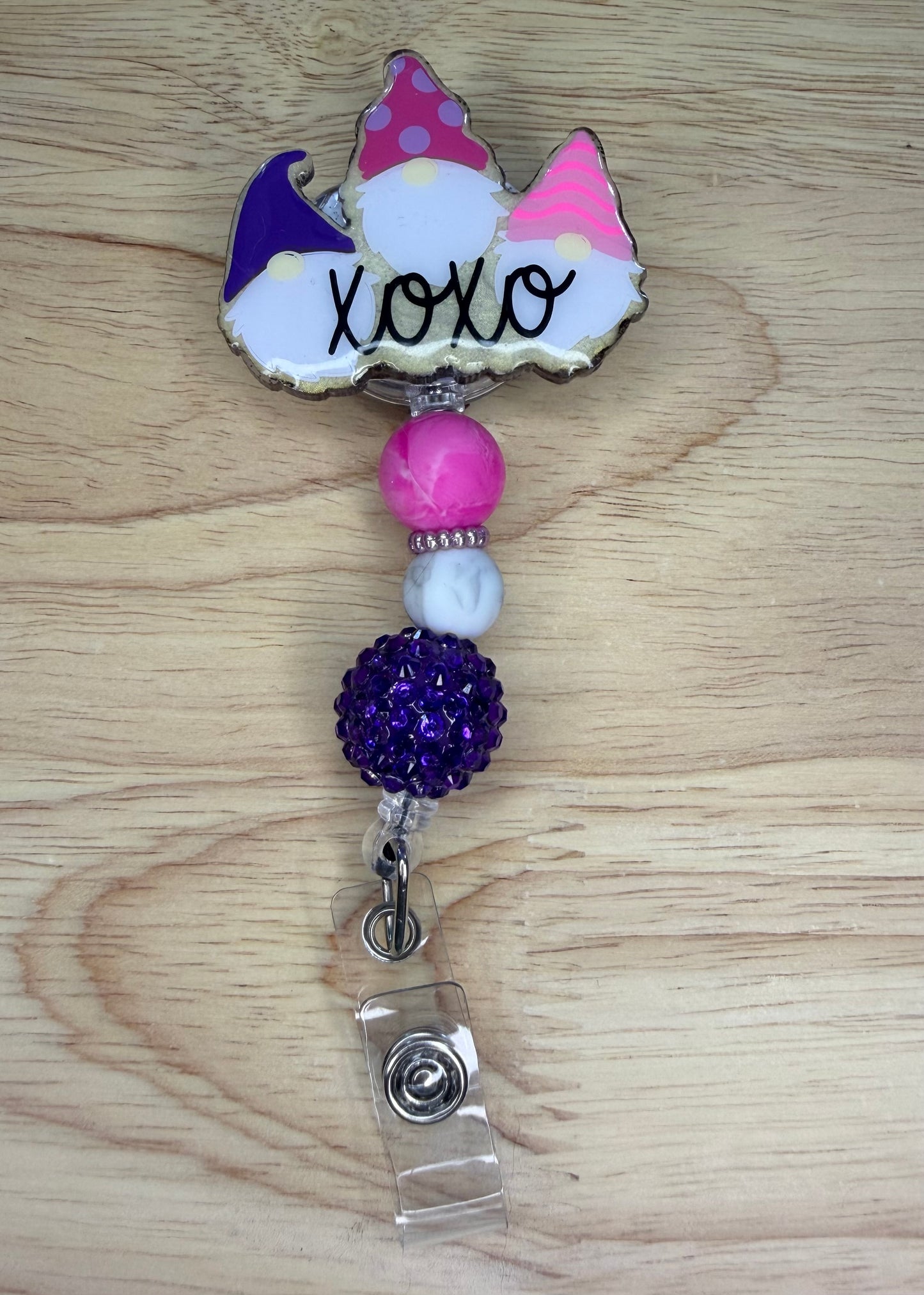 Pink Gnome XOXO Badge Reel